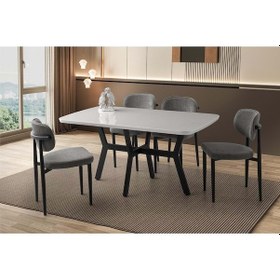 Resim Mobilgen Açık Gri 4 Adet Siesta Sandalye Adel HG Masa Takımı 