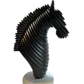 Resim Klc Çizgili Tasarım At Heykel Siyah 