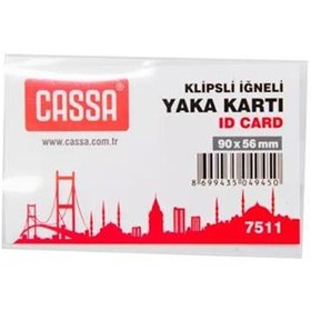 Resim Cassa Yaka Kartı Klipsli İğneli 90x56 MM Şeffaf 7511 