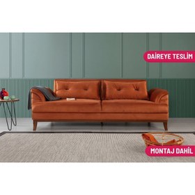 Resim Perla Sofa Madrid Üçlü Yataklı Kanepe Babyface Turuncu 