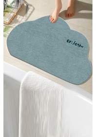 Resim Decomia Home Bath Yıkanabilir Kaymaz Enjoy Yazılı Bulut Banyo Paspası Banyo Halısı Tek Parça 60x100 Mavi 60 X 100 Mavi 