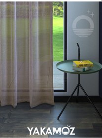 Resim Hasır Rengi Keten Görünümlü Ekstraforlu Tül Perde Linen Touch Serisi Hasır Rengi 