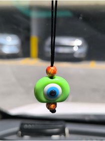 Resim Esey Dizayn Nazar Boncuk Araba Dikiz Ayna Süsü - PLASTİK MALZEME YEŞİL 