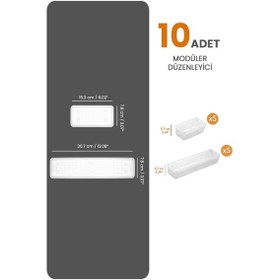 Resim Meleni Home 10'lu Modüler Set Kaşıklık Çekmece Içi Düzenleyici Çatal Kaşık Bıçak Düzenleme Organizeri Şeffaf 