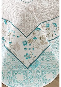 Resim Örtüm Nora Çift Kişilik Kapitone Yatak Örtüsü Takımı - Mavi 