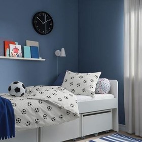 Resim IKEA Tek Kişilik Çocuk Nevresim Takımı 150x200/50x60 cm Futbol Temalı MeridyenDukkan Siyah-Beyaz 