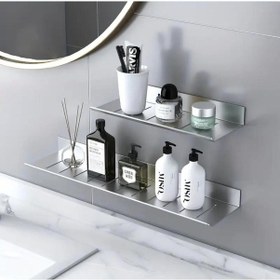 Resim Gkd 304 Kalite Paslanmaz Çelik 40 Cm Ve 30cm 2 Adet Banyo Rafı Düzenleyici - Vidalı Sistem - Inox Gri 