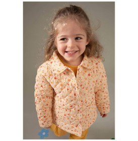 Resim Defacto Kız Bebek Çiçek Desenli Kapitoneli Düğmeli Mevsimlik Ceket Mont X4594a222spog272 