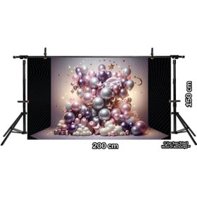 Resim Venspor Parlak Balon Demeti Arkaplan, Yıldızlı Gökyüzü Temalı, 200x150cm Fon, Duvar Örtüsü 