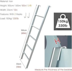 Resim Kancalı Yüksek Yataklı Ranza Merdiveni, Karavan Kamyoneti, Gençler ve Çocuklar için Tırmanma Merdiveni, 1,65 m (65 inç) Ranzalar için Emniyet Çatı Merdiveni, Temel Beyaz Tasarım 