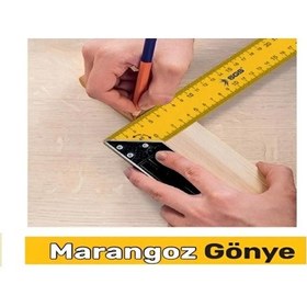 Resim Sarı Marangoz Gönye 60 Cm Dayanıklı Ve Milimetrik Çalışma Özelliği 