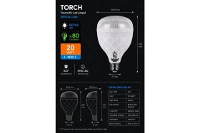 Resim ŞANLED 20W Tasarruflu E27 Beyaz Renk Torch LED Ampul-10 Adettir 