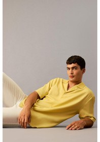 Resim Defacto Relax Fit Polo Yaka Tensel Kısa Kollu Gömlek F6484ax25smyl488 Sarı 