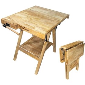 Resim Rox Wood 0338 Mengeneli Katlanır Ahşap Marangoz Çalışma Tezgahı 