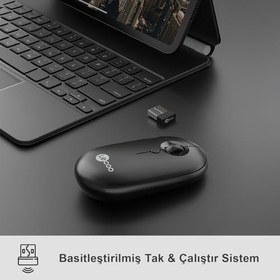 Resim Lecoo WS212 Kablosuz 1600DPI 4 Tuşlu PC, Mac, Dizüstü Bilgisayar için, USB Mini Alıcı ile Optik Mouse Siyah 