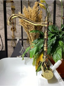 Resim İsaoğlu Yapı Rustik Mutfak Bataryası Altın Mutfak Bataryası Altın Rustik Evye Musluğu Gold Batarya Gold 