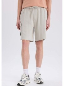 Resim DeFacto Regular Fit Beli Bağcıklı Kargo Cepli Şort D9494AX25SMGR503 