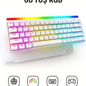 Resim vooka 68 Tuş Red Switch Rgb Mekanik Oyuncu Klavyesi – Hot Swapple , Renkli Aydınlatma Gaming Keyboard 