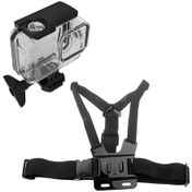 Resim Gopro Hero 8 Su Geçirmez Muhafaza Göğüs Kemeri 4 Parça Set Go208 