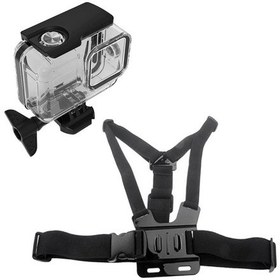Resim Gopro Hero 8 Su Geçirmez Muhafaza Göğüs Kemeri 4 Parça Set Go208 