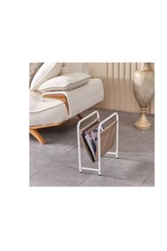 Resim TodekHome Nova Deri Kumaşlı Dergilik, Kitaplık – Metal Çerçeveli Modern Gazetelik 