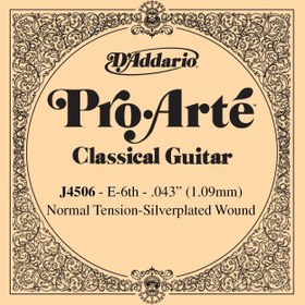Resim D'Addario J4506 Pro-Arte Klasik Gitar Tek Teli - E/Mi Notası (Aksesuar) | Normal Tansiyon (Normal Tension), Gümüş Kaplama Sargı ve Berrak Ton Karakteri 