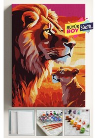 Resim Sayılarla Boyama Seti Numaralı Tuval Fırça Boya Dahil Kasnaklı Set 50x70 Cm - Aslan Oğul 
