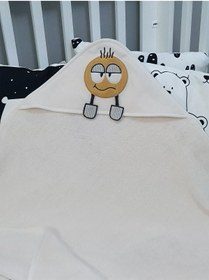 Resim Tanem Home %100 Pamuk Emoji Desen Nakışlı Bebek Havlu Kundak 75x75cm 