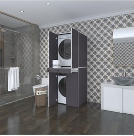 Resim Kenzlife Çamaşır-Kurutma Makinesi Dolabı El Kindi Gri 187 070 60 Çekmeceli Kapaklı Banyo Çok Renkli 