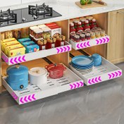 Resim HEART LEAF Genişletilebilir Matkap Gerektirmeyen Çekmece Dolabı Düzenleyici Sepet - Ayarlanabilir Genişlik Karbon Çelik Mutfak Depolama, Lavabo Altı, Kiler & Banyo İçin - Şık Beyaz Bitişli Yer Tasarruflu Çekmece Organizatörü, Mutfak Organizatörleri ve Depolama, Çağdaş Tasarım, Dayanıklı Yapı, Ev Organizatörleri 