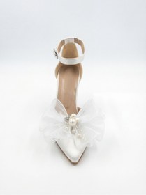 Resim akerler Kadın Beyaz İncili Fiyonk Nikah Gelinlik Ayakkabısı aky61 