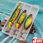 Resim 3 adet Traktör Üst Su Balıkçılığı Yemleri Kutusu ile - Canlı Renkler, Propellerli Gerçekçi Yem, ABS Plastik, Bass ve Panfish için Mükemmel 