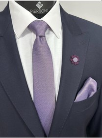 Resim Pierroni Lila Kravat Mendill Yaka Çiçeği Kombin Set Lila 