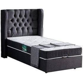 Resim Setaymobilya Baza, Riga Tek Kişilik Baza + Başlık + Comfort Yatak, Antrasit 