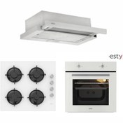 Resim Esty Beyaz Aspiratör - Beyaz Cam Ankastre Set ( 1350 Beyaz Aspiratör - ACO5335W01 - AEF6601W04) 