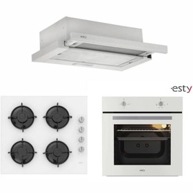 Resim Esty Beyaz Aspiratör - Beyaz Cam Ankastre Set ( 1350 Beyaz Aspiratör - ACO5335W01 - AEF6601W04) 