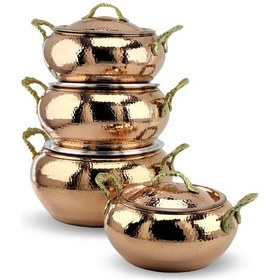Resim Dövülmüş Trabzon Bakır Güveci Seti 
