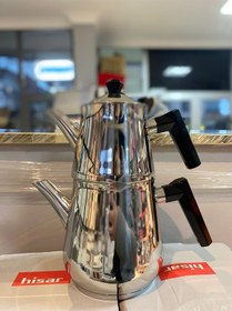 Resim Hsr-8691261002890-hisar Heybeli Plus Midi Çelik Çaydanlık Siyah Açık Gri 