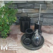 Resim Toros Siyah Mermer 7'Li Banyo Seti Siyah 