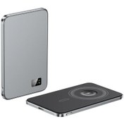 Resim Magsafe İçin 3'ü 1 Arada Güç Bankası, İnce Manyetik Kablosuz Powerbank İos Uyumlu 3 İn 1 Gray 5000mah Gri 