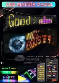 Resim nextbuy Araç İçi RGB Led Ekran Matrix Kayan Yazı/Emoji Panel App Kontrol Kumandalı Cafe Restaurant Tabelası 