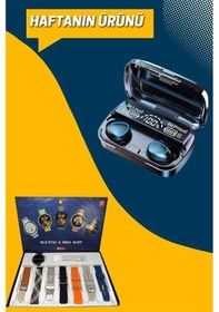 Resim Ucuz Kaliteli Yeni Nesil 7 Kordonlu Akıllı Saat Ve Kablosuz Bluetooth Kulaklık Anc Özelliği 