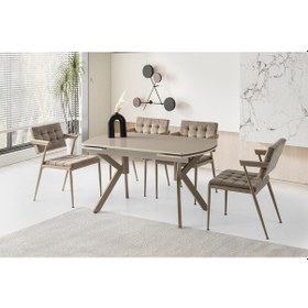 Resim Steel Hg Masa, Zet Sandalye, Cappicino, 130x80 Cappuccino 