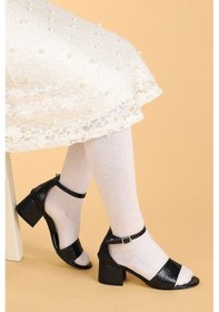 Resim Kiko Kids 769 Kum Simli Günlük Kız Çocuk 4 Cm Topuklu Ayakkabı Siyah 001 