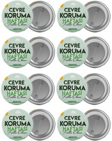 Resim Saturn Çevre Koruma Haftası Çanta Rozeti Seti 8 Adet En Büyük Boy 5.8cm Iğneli Broş 