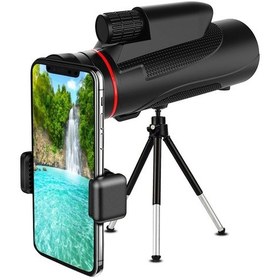 Resim Monoküler Teleskop Yüksek Güç, Yetişkinler İçin 12x50 Monoküler, Tutucu Ve Tripod İle El Tipi 