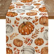 Resim Sonbahar Masa Koşucusu 33.02x182.88 cm, Balkabağı Akçaağaç Yaprakları Turuncu Sonbahar Mevsimlik Çiftlik Evi Jüt İç Mekan Dış Mekan Masa Dekorasyonları Ev Partisi İçin 