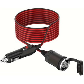 Resim Xuweiwei 1 Adet Obho Agir Hizmet 3 5m Araba Sigara Atesleme Ucu Uzatma Kablosu 16awg 12 24v Erkekten Disli Baglanti 15a Sigortali Led Gostergeli 