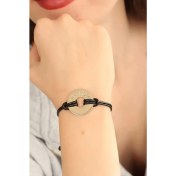 Resim Freedom (Özgür) Siyah Deri Ipli Unisex Mood Bileklik 