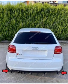 Resim Audi A3 8p Difüzör 2 Kapı Uyumlu Arka Tampon Ek Difüzör - Piano Black - Abs Plastik 